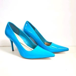 TURQUOISE point faux leather pump 9